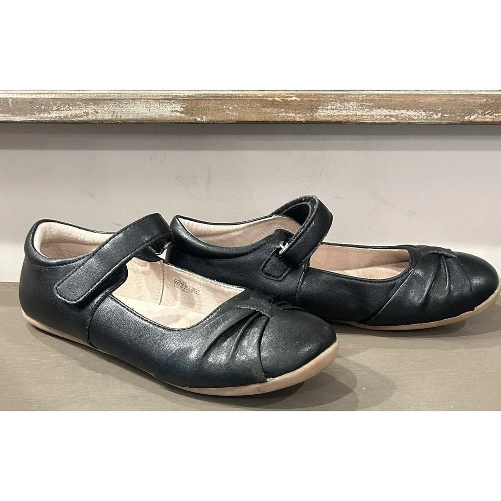 Livie and Luca PIEGA Black Leather Mary Jane Youth Shoes Size 2 EUC